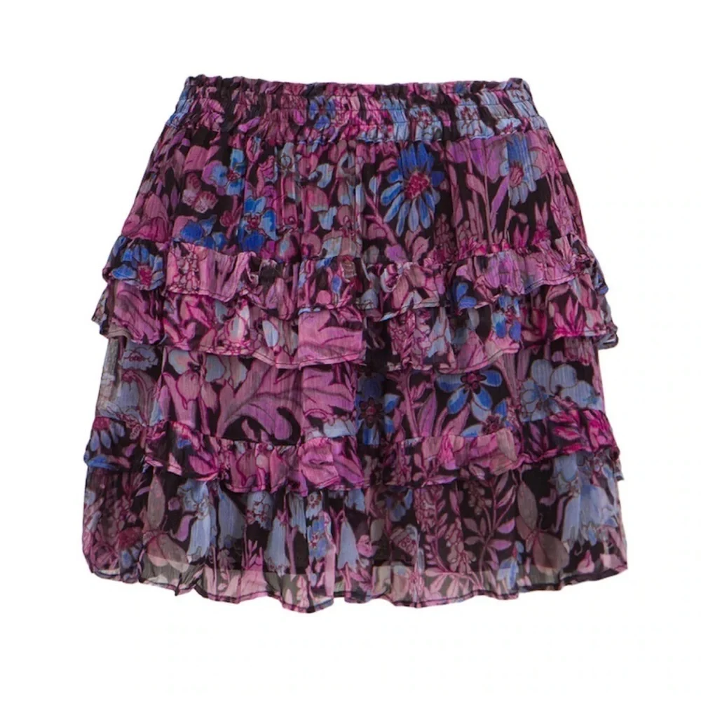 LoveShackFancy Benicia Floral Ruffle Skirt Midnight Light Medium